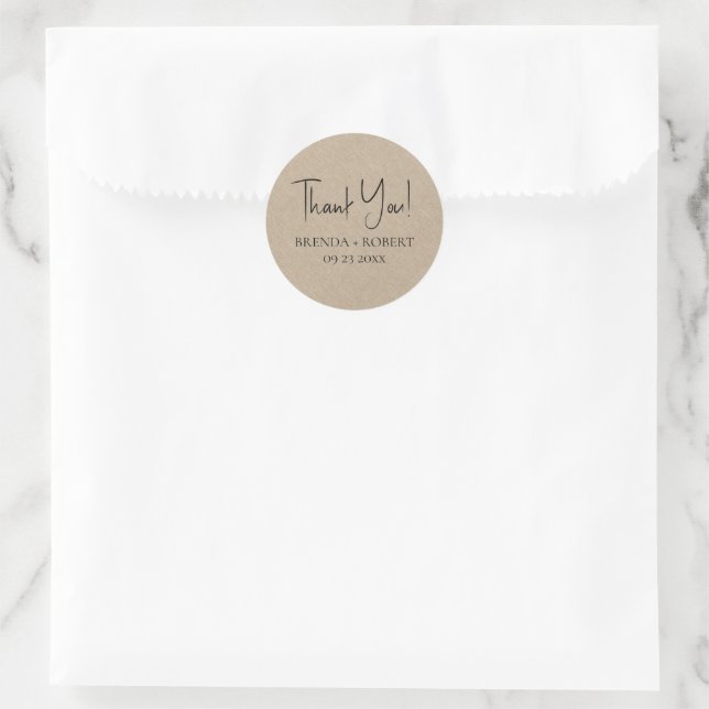 Tan linen Simple Script Welcome Thank Sticker (Bag)
