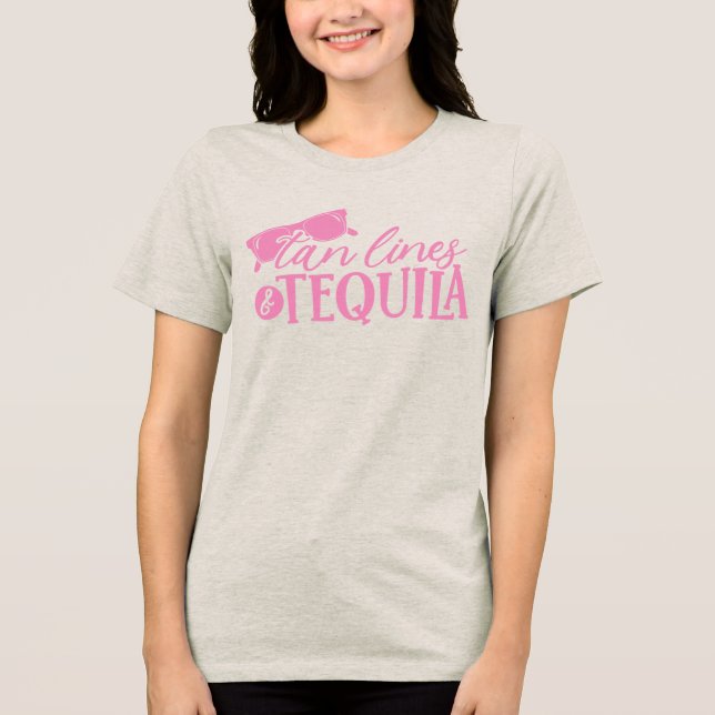 Tan Lines and Tequila Quote Bachelorette Party Tri-Blend Shirt (Front)