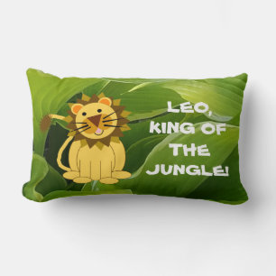 Tan Lion And Green Hostas King of The Jungle Lumbar Pillow