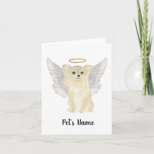 Tan Long Haired Chihuahua Sympathy Memorial Card