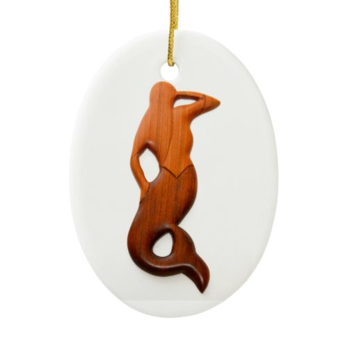 tan lookout mermaid ceramic ornament