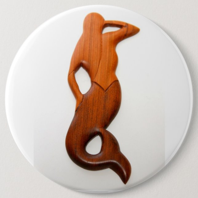 tan lookout mermaid pinback button (Front)
