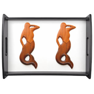 tan lookout mermaids serving tray