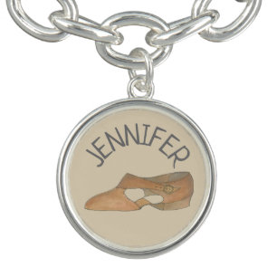 Tan Lyrical Modern Dance Shoe Choreographer Charm Bracelet