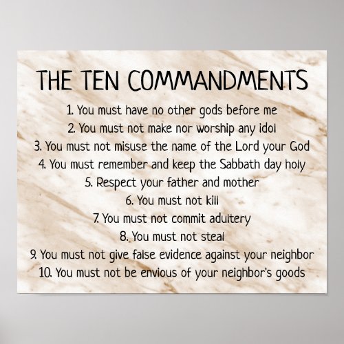 Tan Marble Ten Commandments Bible Sign