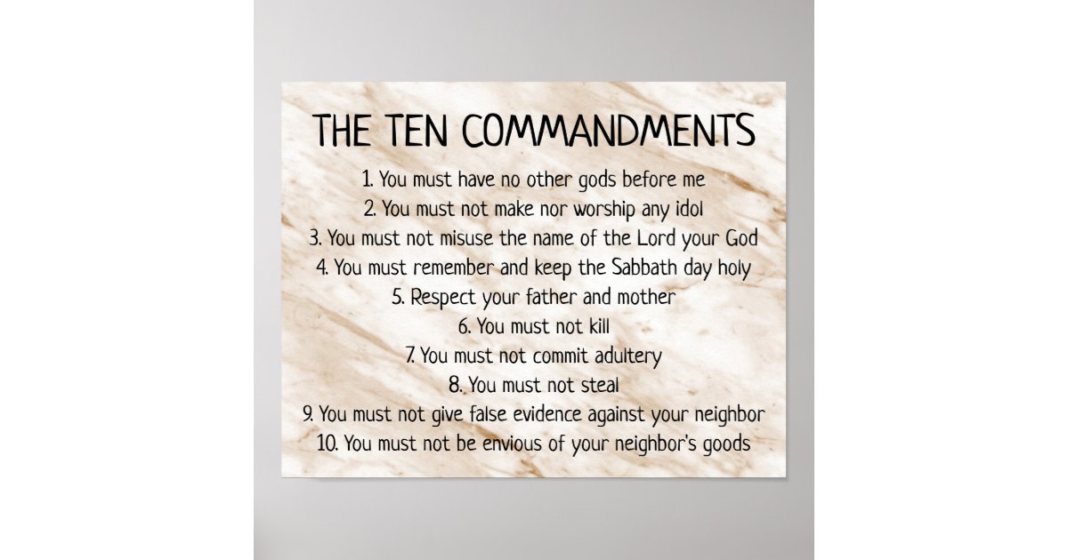 Tan Marble Ten Commandments Bible Sign | Zazzle