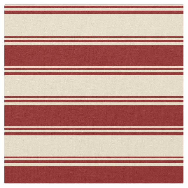 Tan & Maroon Lined/Striped Pattern Fabric (Close Up)