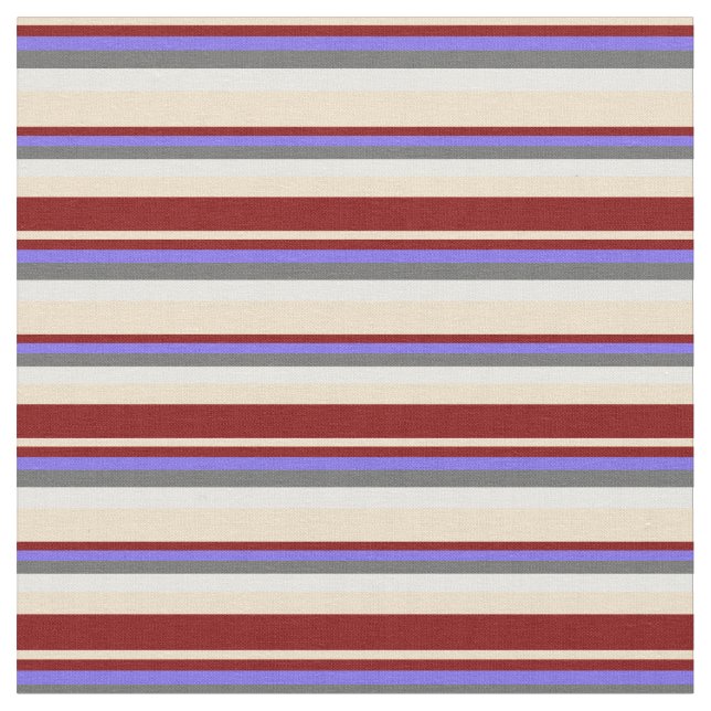 Tan, Maroon, Medium Slate Blue, Dim Gray & White Fabric (Close Up)