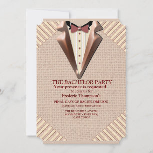 Tan - Marsala Wine -Modern Textured Bachelor Invitation
