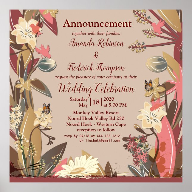 Tan - Marsala Wine &  twist of Hues of Pink Poster (Front)