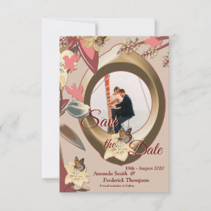 Tan - Marsala Wine &  twist of Hues of Pink Save The Date