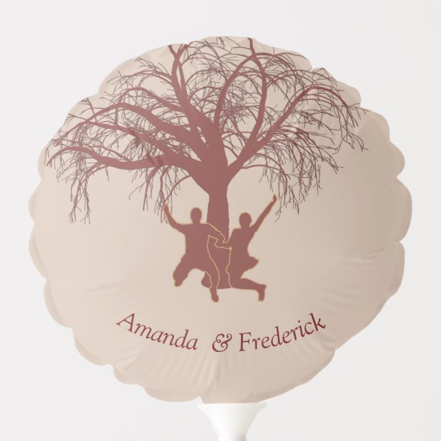 Tan - Marsala Wine & Twist of Pink Party Balloons (Front)
