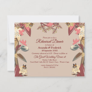 Tan -Marsala Wine & twist of Pink Rehearsal Dinner Invitation