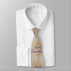 Tan Merry Christmas Men's Tie