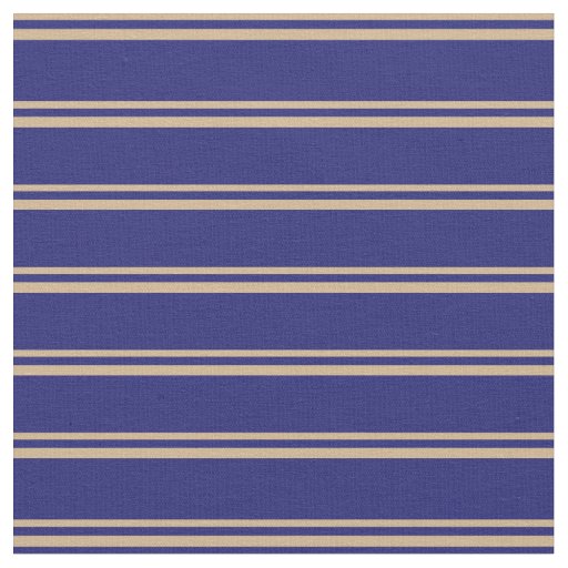 Tan & Midnight Blue Colored Stripes Pattern Fabric
