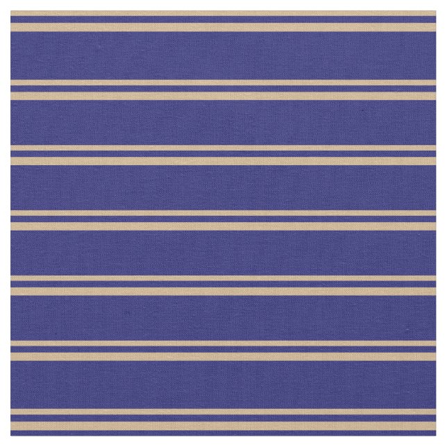 Tan & Midnight Blue Colored Stripes Pattern Fabric (Close Up)