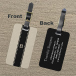 Tan Monogram Luggage Tag for Men<br><div class="desc">This tan monogram luggage tag is a perfect tag for men. The design features a black stripe down the center with a monogram and small tan stripes on the side followed by small black stripes all on a tan background. This is a great modern monogrammed luggage tag for him and...</div>