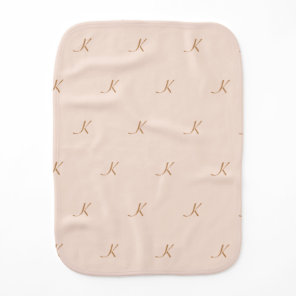 Tan Monogrammed Pattern  Baby Burp Cloth