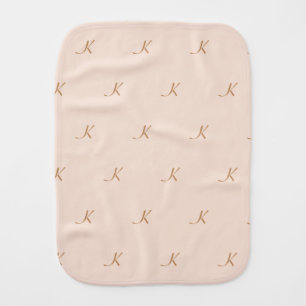 Tan Monogrammed Pattern Baby Burp Cloth