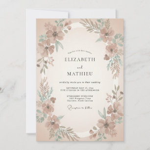 Tan Muted Vintage Wedding Invitation