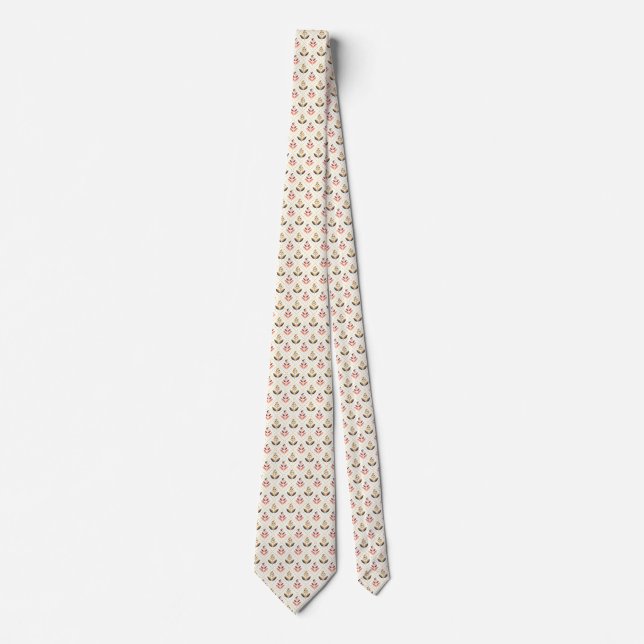 Tan necktie featuring a subtle geometric pattern  (Front)