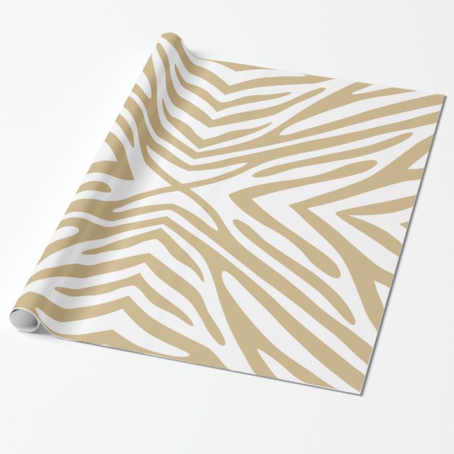 Tan Neutral Zebra Wrapping Paper (Unrolled)