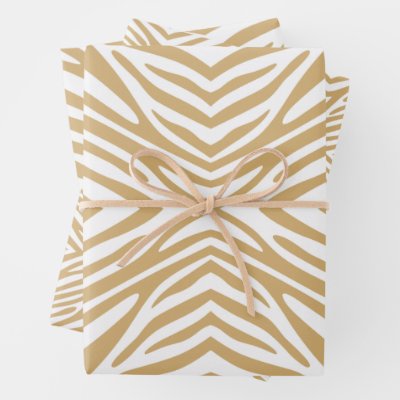 Tan Neutral Zebra Wrapping Paper Sheets