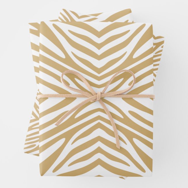 Tan Neutral Zebra Wrapping Paper Sheets (In situ)
