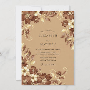 Tan Noble Botanical Wedding Invitation