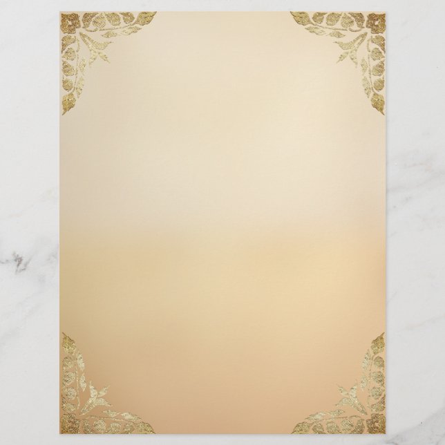 Tan Ombre with Gold Filigree Corners Letterhead (Front)