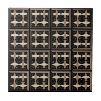 Tan on Black Ceramic Tile