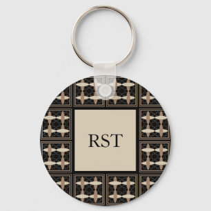 Tan on Black Keychain