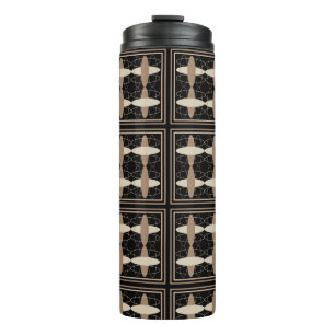 Tan on Black  Thermal Tumbler