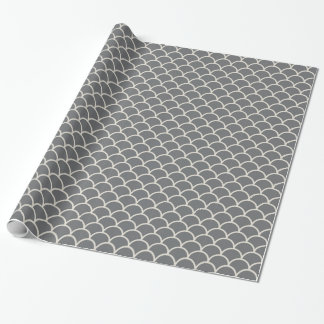 Tan on Grey Scallop Gift Wrapping Paper