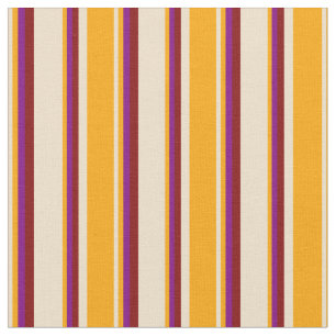 Tan, Orange, Purple & Maroon Lines Fabric