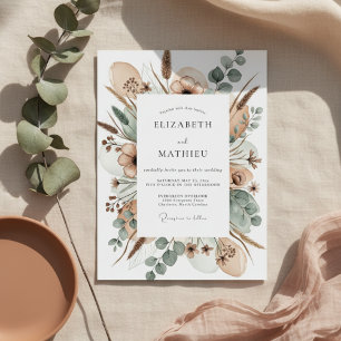 Tan Painterly Bloom Wedding Invitation