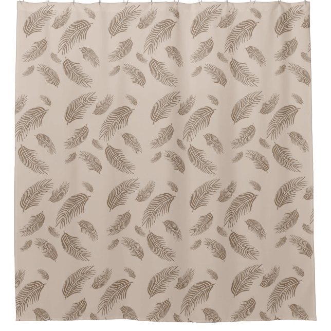 tan palm fronds shower curtain (Front)