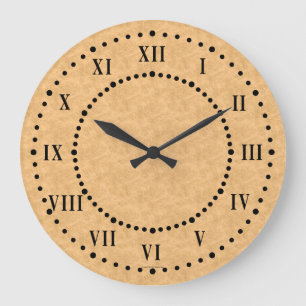Tan Parchment Look Roman Numerals Wall Clock