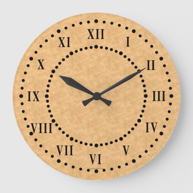 Tan Parchment Look Roman Numerals Wall Clock (Front)