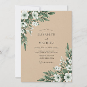 Tan Pastoral Countryside Wedding Invitation