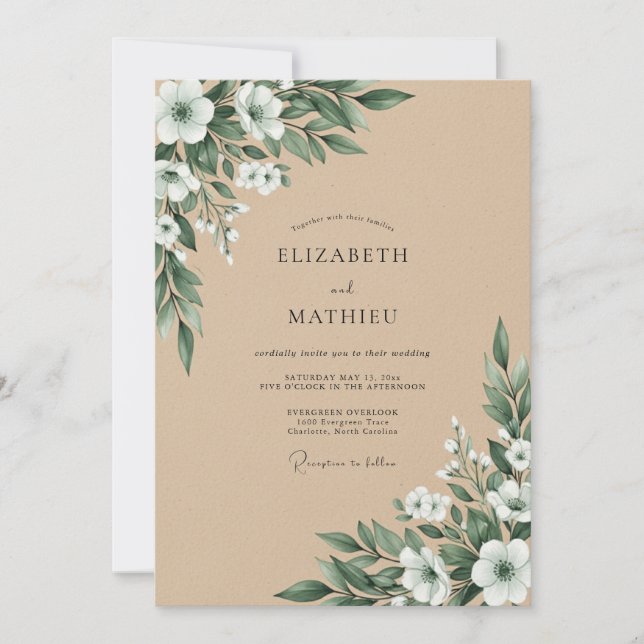 Tan Pastoral Countryside Wedding Invitation (Front)
