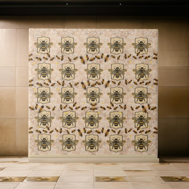 Tan Pattern HoneyBee Design | Ceramic Tile (Creator Uploaded)