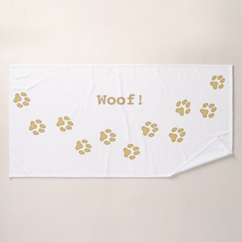Tan Paw Prints Cute Personalized Dogs Name Bath Towel