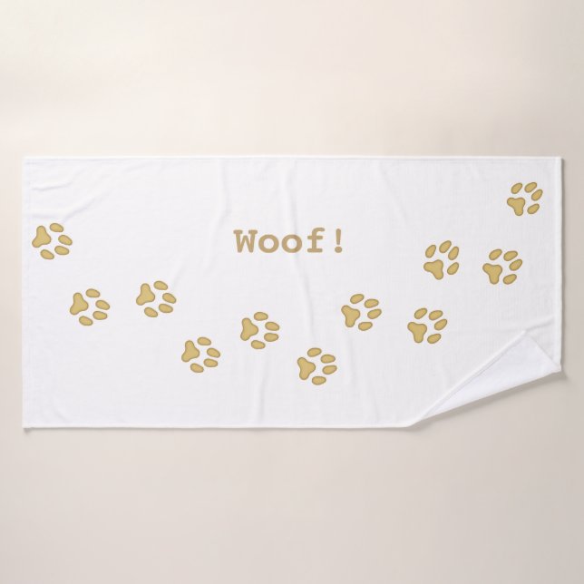 Tan Paw Prints Cute Personalized Dog's Name Bath Towel (Bath Towel)