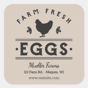 Tan Personalized Farm Fresh Eggs Square Sticker