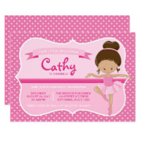 Tan Pink Ballerina Birthday Invitation