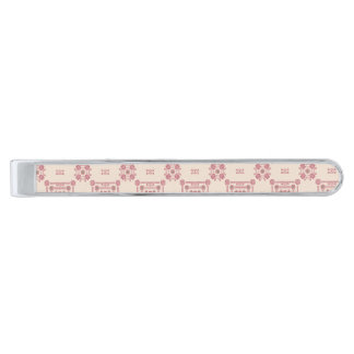 Tan & Pink Floral Tatreez Henna Thobe Dress Silver Finish Tie Bar