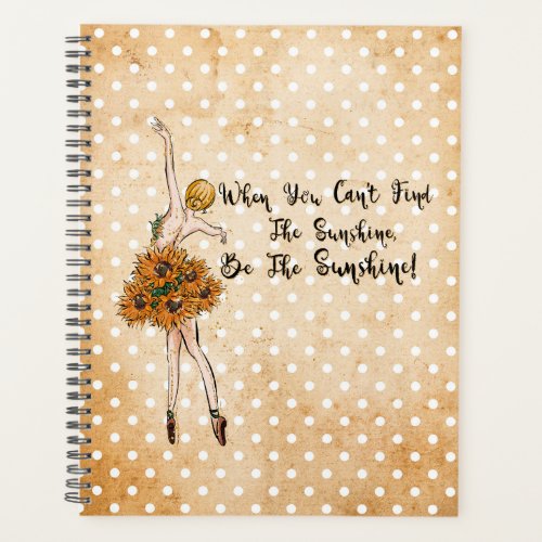 Tan Polka Dot Sunflower Ballet Dancer Inspiration Planner