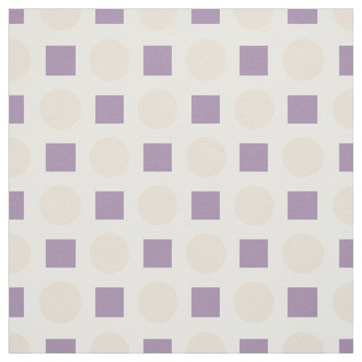 Tan polka dots and lavender squares fabric