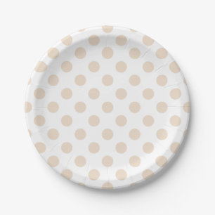 Tan polka dots paper plates